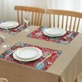 thumbnail image 3 of Set of 4 Durable Paisley Placemats, Flax Linen Heat Resistant Wrinkle Free with Colorful Vintage Boho Floral and Artistic Mandala Geometric Decor, 3 of 6