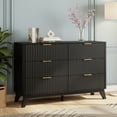 thumbnail image 5 of Ktaxon Modern 6 Drawer Dresser Fluted Wood Chest of Drawers with Soft Close Slides Storage Cabinet for Bedroom, Living Room, or Entryway Black, 5 of 7
