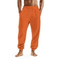 thumbnail image 2 of Men's Baggy Fleece Joggers Heavyweight Drawstring Waist, With Pockets for Workout, Big and Tall Sizes​ Saffron 2XL, 2 of 8