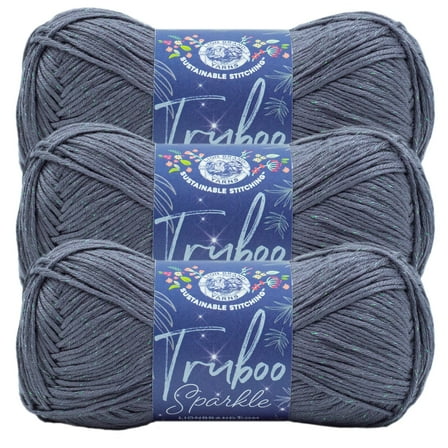 Lion Brand Yarn Truboo Sparkle Thunder Yarn 3 Pack