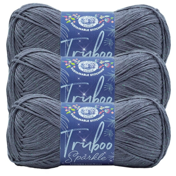 Lion Brand Yarn Truboo Sparkle Thunder Yarn 3 Pack