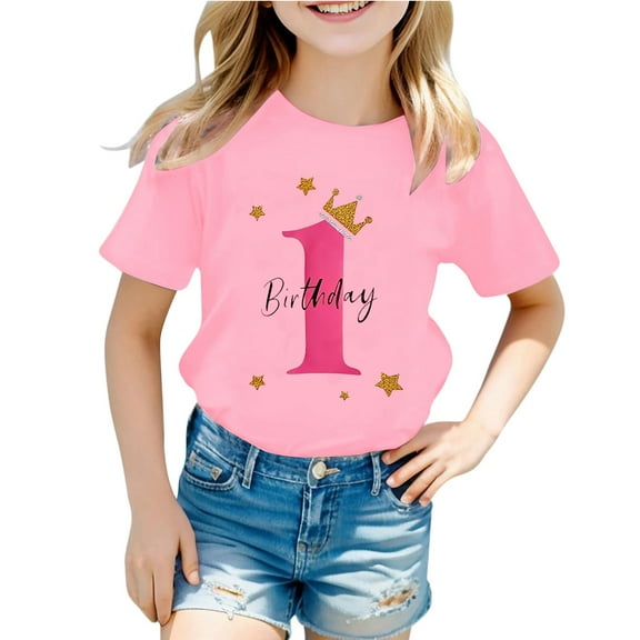 Tiijoy Toddler Girls 1St Birthday T Shirt Short Sleeve Crew Neck T-Shirt Tee, Sizes 1-2T