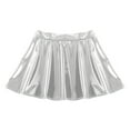 thumbnail image 4 of Jowowha Women's Shiny Flared Pleated Skater Skirt Leather Invisible Zipper A-Line Mini Skirts Silver L, 4 of 8