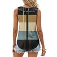 thumbnail image 4 of Women Color Block Casual Tank Tops Stripe Printed Blouses Ruffle Collar V Neck Camis Dressy Tunic Top Loose Comfy Summer Vest Trendy Going Out Streetwear Singlets, 4 of 6