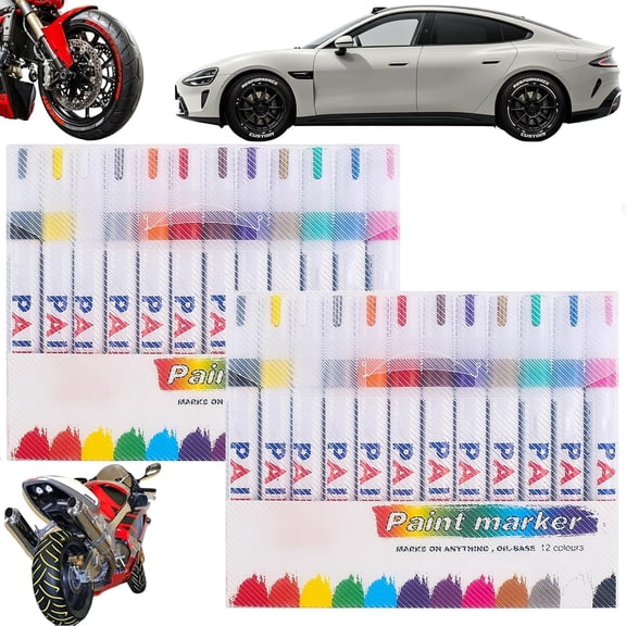 Paint Markers for Plastic, Oil-Based Waterproof Paint Marker Pen | For tire lettering and DIY marking on rubber, metal, glass and plastic with smooth oil-based paint flow vivid colors