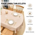thumbnail image 5 of Faux Linen Oval Tablecloth Natural Burlap Wrinkle Resistant Table Cloth Farmhouse Rustic Table Cover Washable Fabric for Party Dining Kitchen 60x102 Inch Flaxen, 5 of 6