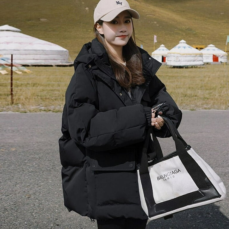 Korean black puffer jacket hot sale