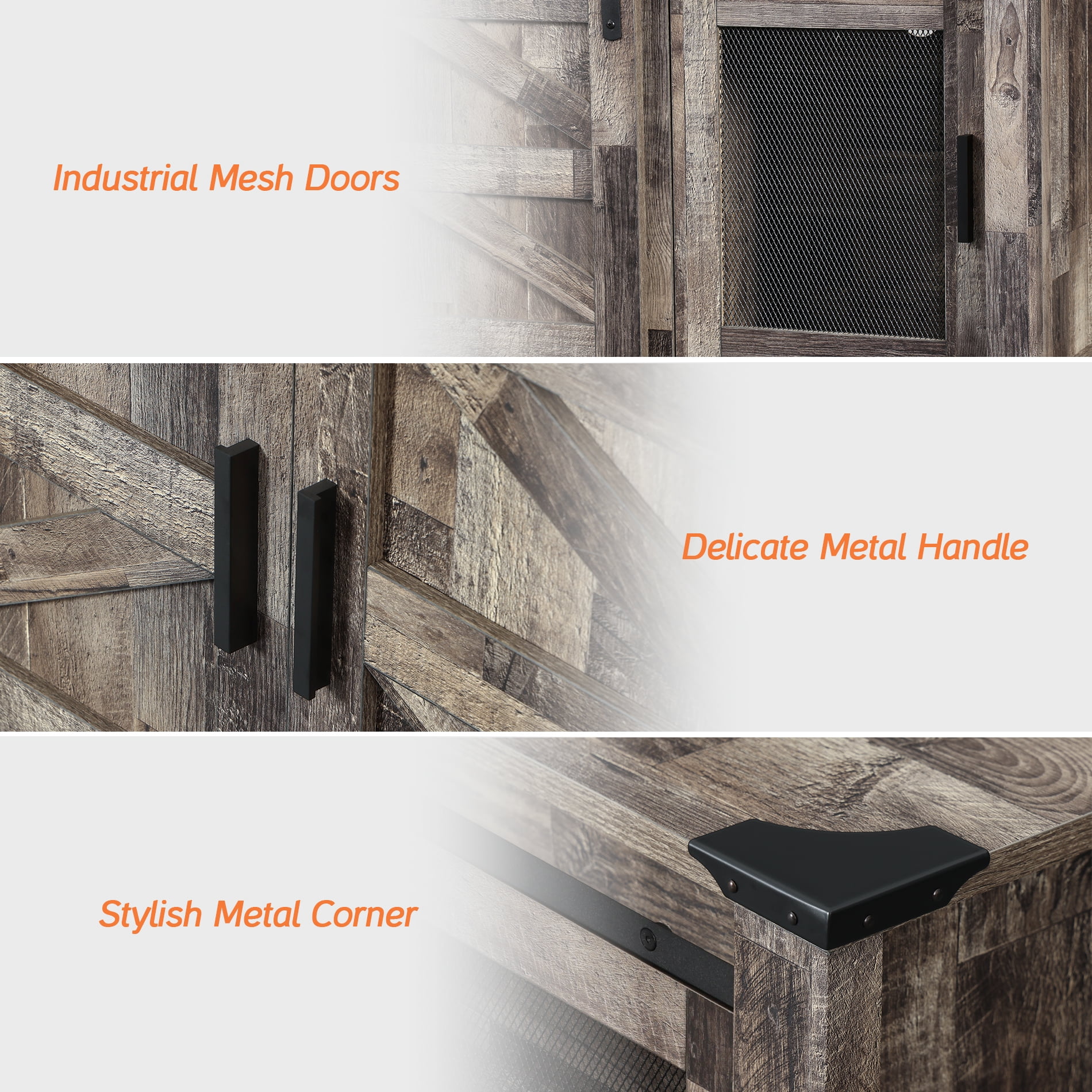 Wampat Television Stand with Storage Cabinets, Wood Metal White, 22.80 x 15.40 x 70.00 Inches