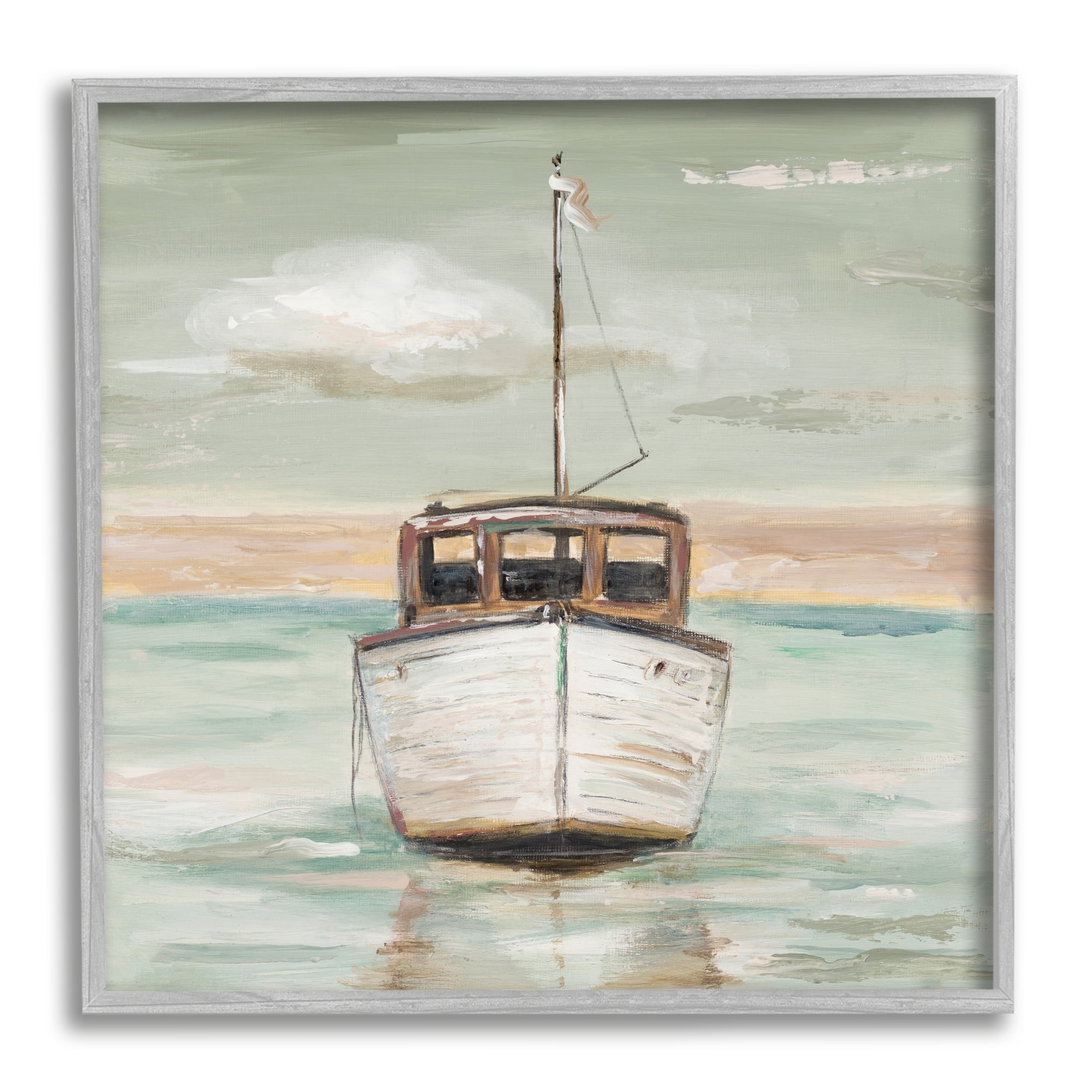 Stupell Industries Navigating Water Vessel Ocean Crossroads Sunset Painting,12 x 12, Design by Patricia Pinto