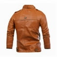 thumbnail image 2 of Noora Fashion Men Punk Long Sleeve Jackets Slim Biker Leather Jacket Outwear QD, 2 of 7