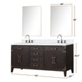 thumbnail image 5 of Laurel 72 in W Brown Oak Double Vanity, Carrara Marble Top, Faucet Set, & 34 in Mirrors, 5 of 9