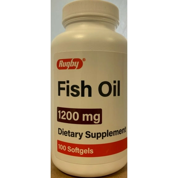 Fish Oil 1200mg Softgels 100count. 1-Pack Rugby EXP 1-23