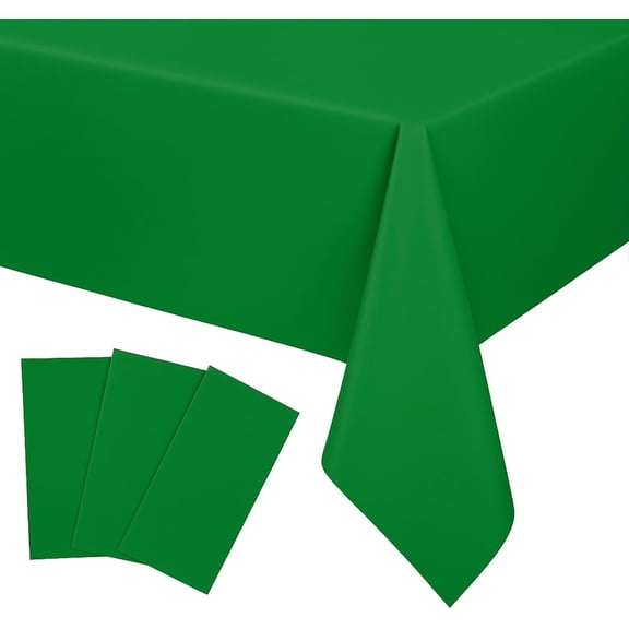 3 Pack Green Plastic Tablecloths 54x108 inch Disposable Rectangle Tablecloth Waterproof Tablecloth for Events Parties Wedding Outdoor Picnic