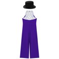 thumbnail image 4 of TiaoBug Kids Girls Magician Outfit Sleeveless Bowtie Tuxedo Leotard Jazz Dance Jumpsuit with Hat Purple 16, 4 of 5