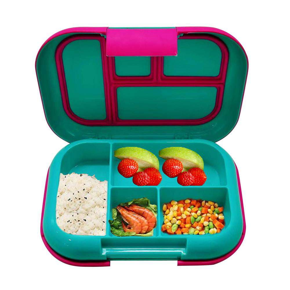 Four Grid Cute Bento Lunch Box，Lunch Box for Kids，Durable BPA Free PlHSZtic  Reusable Food Storage Containers, Suitable for Schools, Companies,Work and  Travel（Green） 