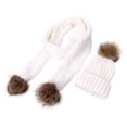 thumbnail image 2 of Boys Girls Hat & Scarf Sets 2 Piece Toddlers Youth Cute Pom-Pom Solid Color Thermal Warm Chunky Knitted Beanies Hat and Scarves, 2 of 6