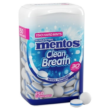 Mentos Clean Breath Sugarfree Hard Mint, Peppermint, Nut Free, Regular Size, 150 Count