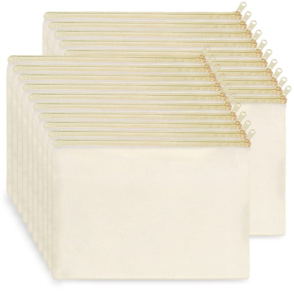 Bolsa de lona Koolmox Bulk con cremallera, 20 unidades, 23,5 x 17,5 cm, color beige