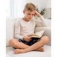 thumbnail image 6 of Pogiun Boys Pajama Shorts Soft Micro Fleece Pajama Bottoms for Kids Printed Plaid Design Boy's Sleepwear Navy/White 10-12y, 6 of 7