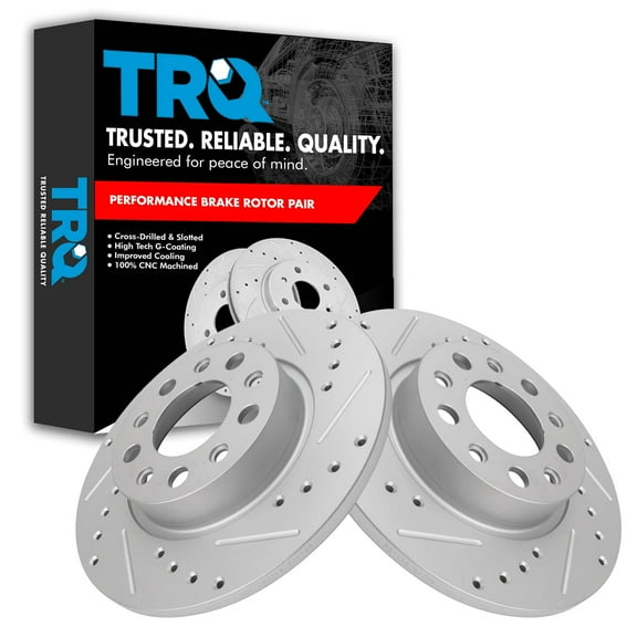 TRQ Rear Performance Brake Rotors Set Premium G-Coated Fits Select 2016-2022 Fiat 500X 2017-2022 Jeep Compass 2015-2022 Renegade