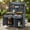 Gray, variant on 65"H Large Garden Potting Bench with Lockable Wheels and Storage Cabinet, Wood Outdoor Kitchen Island Prep Cart with Hutch Top, Drawers and Removable Shelves, Brown