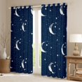 thumbnail image 2 of Homewish Mystic Galaxy Kitchen Curtains, Stars Moon Black Out Curtains Pack of 2 (42x63 Each), Navy Blue White, 2 of 5