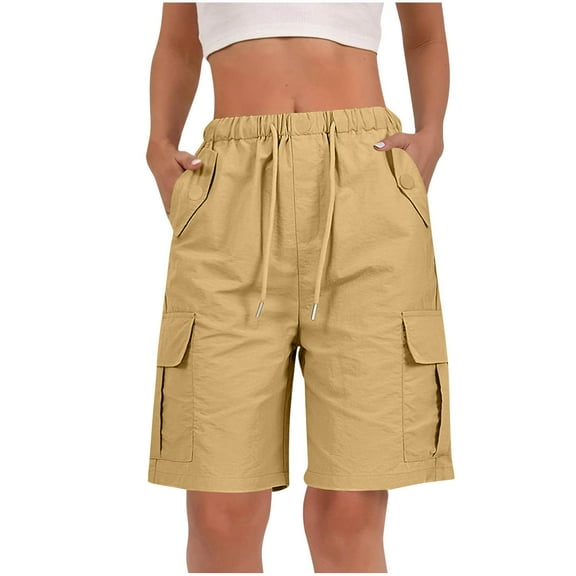 Mitankcoo Women's Stretch Cargo Shorts - Summer Button Closure - Breathable with Pockets