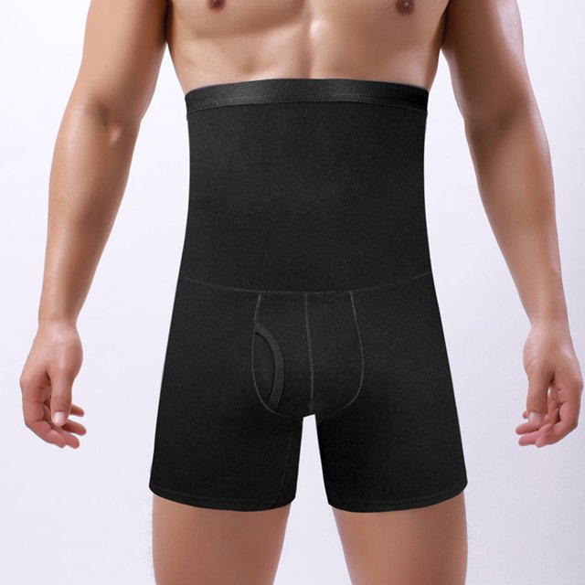 Calzones Para Hombre, Ropa Interior Gruesa Y Cálida De Cintura Alta, Pantalones Cortos Planos De Talla Grande Con Cintura De Color Liso