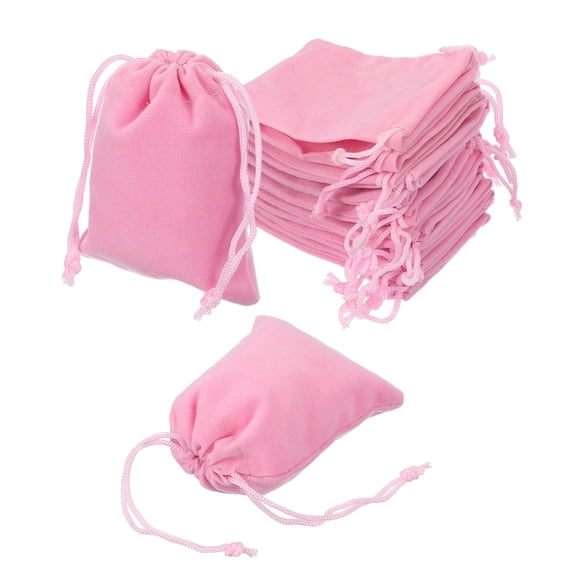 Uxcell 20 Pcs Velvet Drawstring Bag, 2.7 x 3.5 Inch Jewelry Velvet Pouches Gift Bags for Wedding Party Favor Candy Jewelry Packaging Organizing Storage, Pink