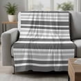 thumbnail image 2 of Grey Stripes Blanket Soft Cozy Warm Throw Blanket for Couch, Plush Fuzzy Flannel Fleece Blankets for Sofa, Modern Minimalist Horizontal Ombre Lines Bed Blankets Lightweight Gifts for Women, 40"x50", 2 of 9