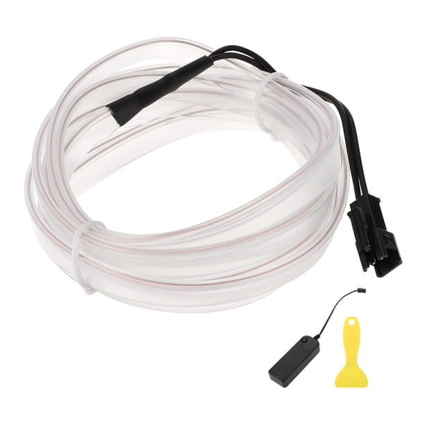 Cuerda de luz LED EL de 2m Unique Bargains, tira de luz de neón flexible para iluminación interior de automóviles, caja de batería (3V) blanca