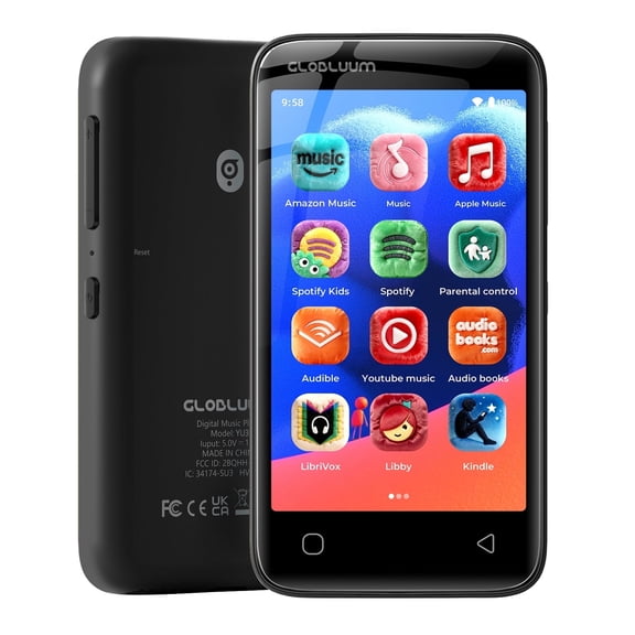 MP3 Player, 80GB, 4-inch Screen, Bluetooth & Wifi, with Parental Controls, Supports Spotify & Audible, Black