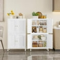 thumbnail image 5 of White Storage Cabinet with 4 Doors and 2 Adjustable Shelves,Narrow Food Pantry Cabinet with Leg,24 inch Wide Bathroom Cabinets,Small Metal Storage Cabinets for Home Kitchen,Dining/Living/Laundry/Room, 5 of 8