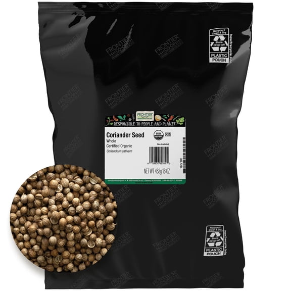 Frontier Co-op Certified Organic Whole Coriander Seed, 16 oz. Bag