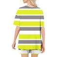 thumbnail image 3 of Abomasnow Lounge Sets for Women Casual Short Sleeve Crew Neck T-Shirts and Elastic Waist Shorts 2 Piece Stripe Print Pajama Outfits, 3 of 6