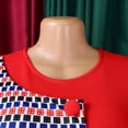 thumbnail image 6 of AURA Plus Size Printed Patchwork A Line Midi Dress Round Neck 3 4 Sleeve High Waist Elegant Work Dress, 6 of 10