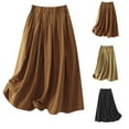 thumbnail image 2 of PUMISAS Cargo Skirts For Women High Waisted Flowy Elastic Waist Solid Color Skirts Casual Loose A-Line Long Pleated Skirts, 2 of 9