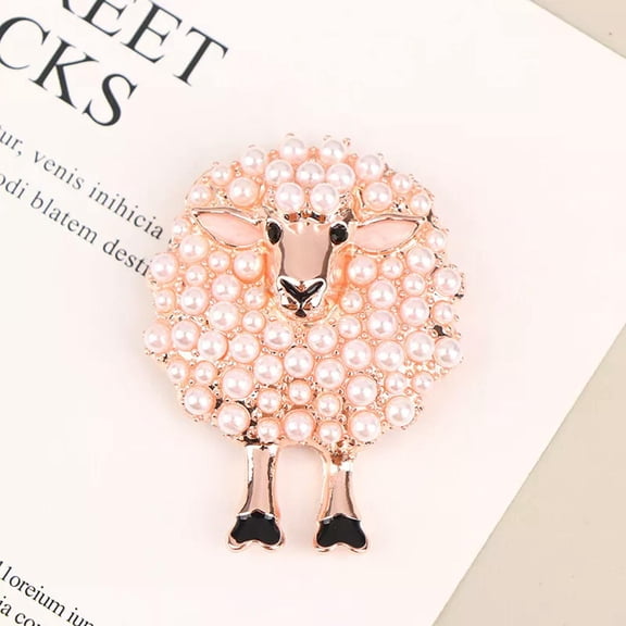 MATROOY Cartoon Animal Brooch Inlaid Pearls Lucky Lovely Sheep Brooch Alloy Brooch Gift