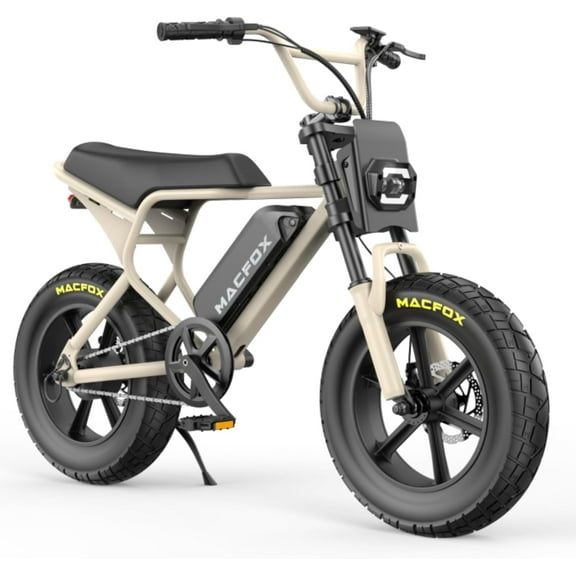 MACFOX M16 Mini Fat Tire Electric Bike for Teens, 750W Brushless Motor, 48V 10.4Ah Removable Battery, 20 MPH, 25 Mile Range, Wide 16x4 Tires, UL Certified (Grey)