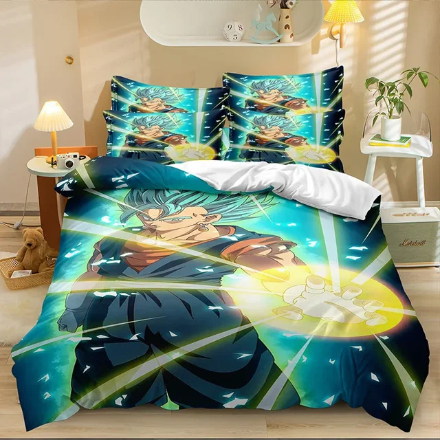 New Dragon Ball Cartoon Animation Down Bed Home Quilt Cover 3D Digital Printing Two-piece Set Three-piece Set
