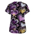 thumbnail image 3 of Valentine Day Nursing Scrubs Womens V Neck Plus Size Short Sleeve Cute Uniforms Love Heart Print Medical Scrub Tops with Pockets Light Purple 2XL, 3 of 5