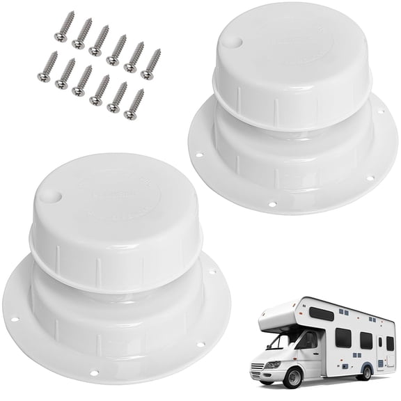 RV Plumbing Vent Caps - Camper Vent Cap Replacement Kit for 1 to 2 3/8 Inch Pipe - White (2 Pack)