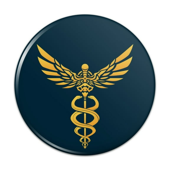 Caduceus Medical Symbol Doctor Nurse EMT Pinback Button Pin