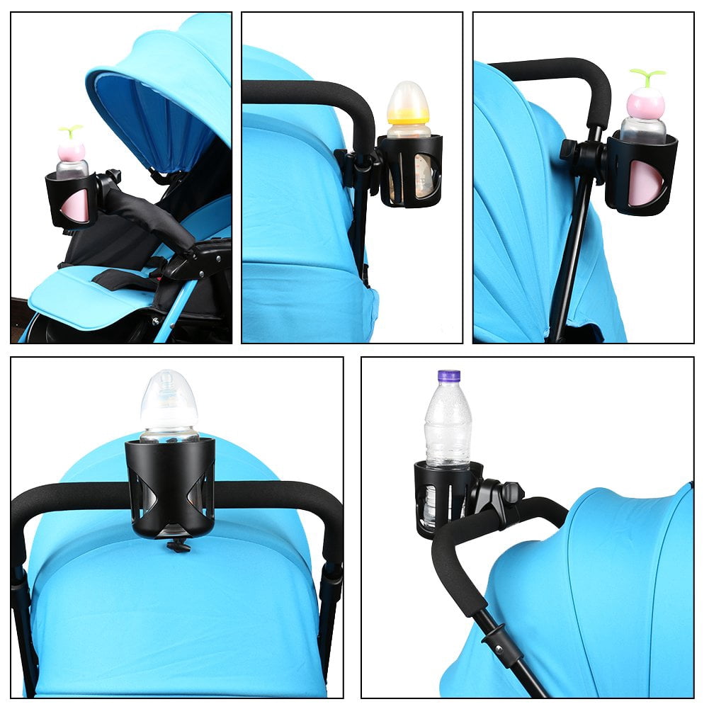 Universal Cup Holder, Stroller Cup Holder, 360° Rotatable Large Caliber Designed Bottle Holder for Stroller, Bike, Wheelchair, Walker, Scooter, Black