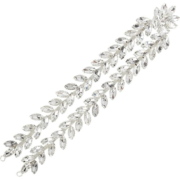 Glass Rhinestone Leaf Chain Collar Trim with Hole
