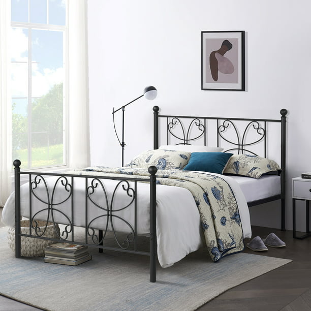 Vecelo Full Size Metal Platform Bed, Replacing Headboard For Bed