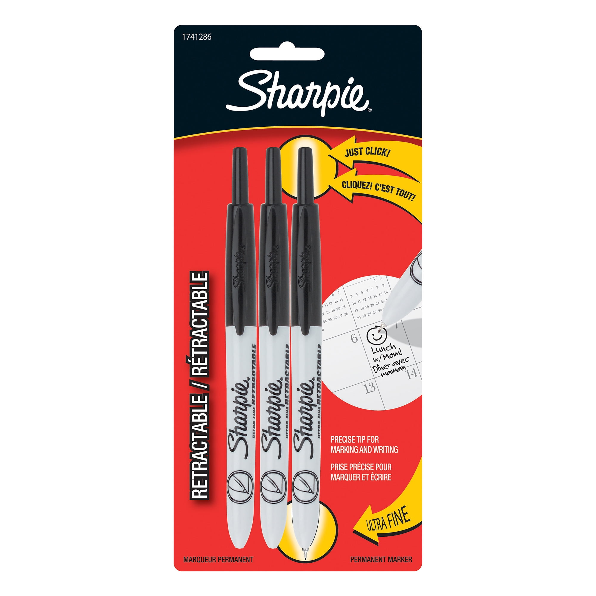Sharpie Retractable Permanent Markers, UltraFine Point, Black