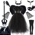 thumbnail image 2 of Disfraz de Halloween 2024, tutú de maléfica, vestido de bruja negra para niñas, cosplay, reina malvada, vestido de princesa de malla negra, nuevo vestido para niños, 2 of 5