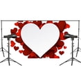 thumbnail image 1 of BSDHOME Polyester 5x7ft Red Wedding Decor Decoration Backdrop Heart-shaped Photography Background Studio Props Wall, 1 of 5