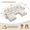 thumbnail image 3 of Wiilayok 110" Oversized U-Shaped Cloud Couch Sectional with Modular Design for Living Room: Comfy Corduroy, Ottoman, USB Port, Cup Holder, Armrest Storage, Side Pocket, Beige White, 3 of 9